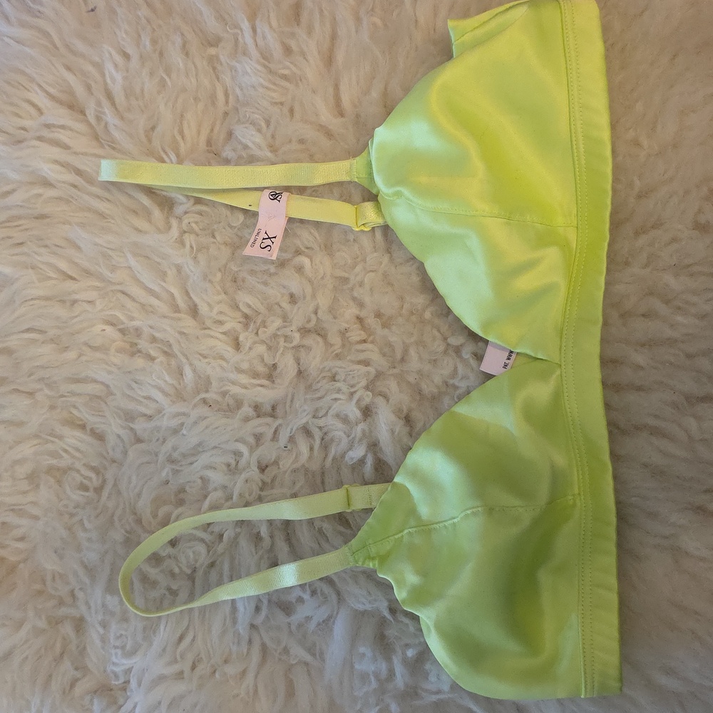 NWT Victoria's Secret Lime Citron Yellow Unlined Demi Triangle Bralette BS4 - Picture 4 of 6